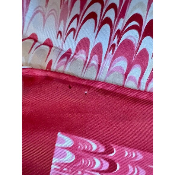 Vintage Ray Strauss Red Marbled Silk Scarf 27” Square Made in Japan - Picture 3 of 9